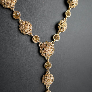 Vintage Gold Tone Rhinestone Y-Drop Necklace
