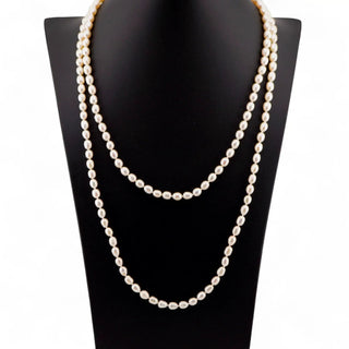 Reserved Grace Vintage Unknown Freshwater Pearl Elegant Beaded Opera-Length Necklace - 48" - Necklaces Necklace