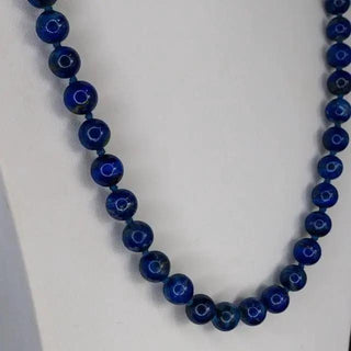 Reserved Grace deep blue lapis lazuli beaded necklace, 36 inches, slip-over style, vintage elegance.
