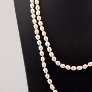 Reserved Grace Vintage Unknown Freshwater Pearl Elegant Beaded Opera-Length Necklace - 48" - Necklaces Necklace