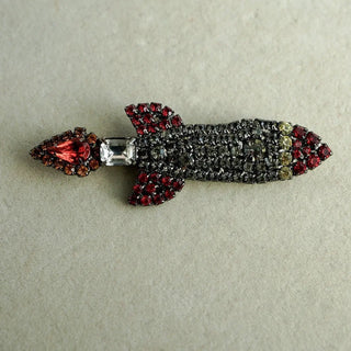 Reserved Grace Vintage Bettina Von Walhof Ornate Crystal Rocket Brooch -
