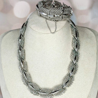 Reserved Grace Leaf Motif Necklace and Bracelet Set - Jewelry Sets Set