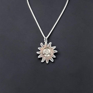 Reserved Grace Silver Sun Pendant Necklace Sterling Silver Chain -16" - Necklaces