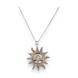 Reserved Grace Silver Sun Pendant Necklace Sterling Silver Chain -16" - Necklaces