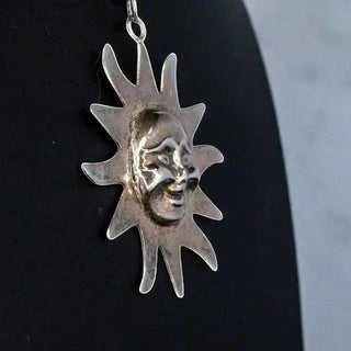 Reserved Grace Silver Sun Pendant Necklace Sterling Silver Chain -16" - Necklaces
