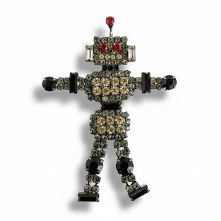 Reserved Grace Vintage Crystal Robot Brooch by Bettina Von Walhof -