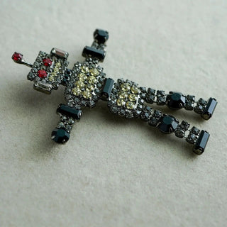Reserved Grace Vintage Crystal Robot Brooch by Bettina Von Walhof -