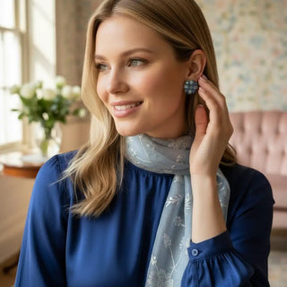 Reserved Grace Rare Signed Trifari Blue Aurora Floral Earrings - Earrings Earrings