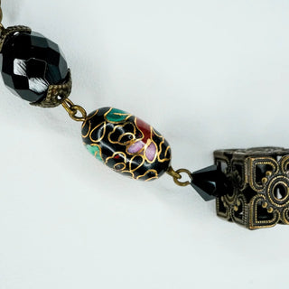 Reserved Grace Vintage Cloisonné Box Pendant Enamel Keepsake Necklace - 24" - Necklaces