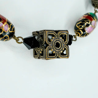 Reserved Grace Vintage Cloisonné Box Pendant Enamel Keepsake Necklace - 24" - Necklaces
