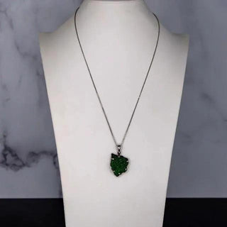 Reserved Grace Vintage Uvarovite Green Garnet Druzy Pendant on Sterling Silver Chain - 20" - Necklaces Pendant