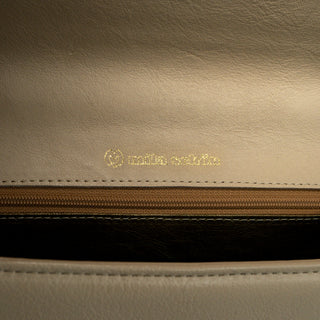 Vintage Mila Schon Beige Leather Top Handle Chain Flap Purse