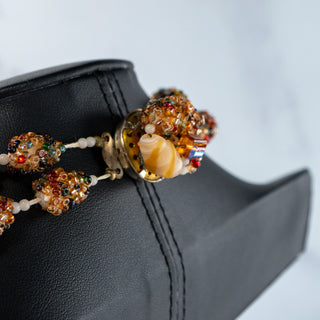 Double-Strand Beaded Art Glass and Crystal Necklace