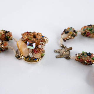 Double-Strand Beaded Art Glass and Crystal Necklace
