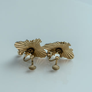 Vintage Art Deco Gold Tone Purple Rhinestone Screw Back Earrings