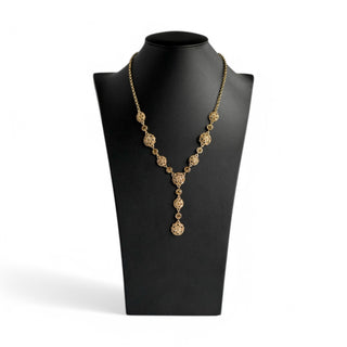 Vintage Gold Tone Rhinestone Y-Drop Necklace