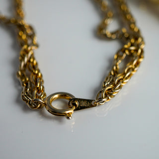 Vintage Korea Gold Tone Faux Pearl Layering Necklace
