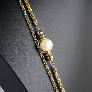 Vintage Korea Gold Tone Faux Pearl Layering Necklace