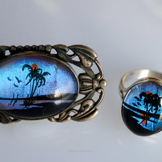 Antique 1930s-1940s Frederick S. Hoffman Sterling Silver Butterfly Wing Brooch and Ring Set - View 7 | Reserved Grace