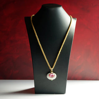 Reserved Grace vintage Nolan Miller reversible pendant necklace with pink crystal and pavé rhinestones on gold chain