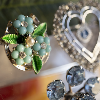 Vintage Mixed Lot Blue Green Horseshoe Heart Novelty Pins by Reserved Grace