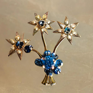 Vintage Mixed Lot Blue Rhinestone Brooches and Pins Collection by Reserved Grace