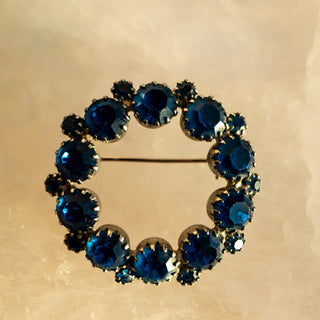 Vintage Mixed Lot Blue Rhinestone Brooches and Pins Collection by Reserved Grace